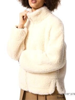 UNIQLO Sherpa Fleece Teddy Zip Up Jacket Natural Cream S NWT